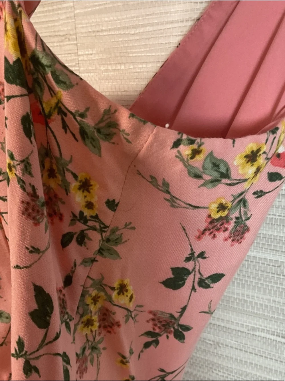 Girl Meets Glam Sarah Dress Sleeveless Pink Floral Midi Size 4 Garden Birds - Picture 10 of 13